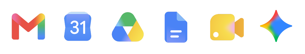 Ícones dos aplicativos Google Workspace